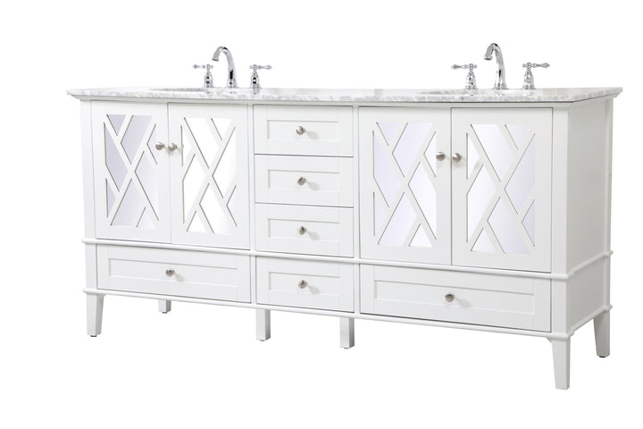 Elegant Lighting VF30272DWH Luxe Double Bathroom Vanity Set Plumbing White