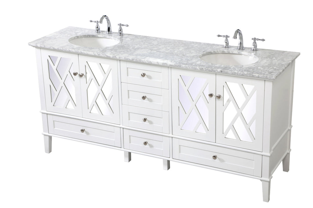 Elegant Lighting VF30272DWH Luxe Double Bathroom Vanity Set Plumbing White