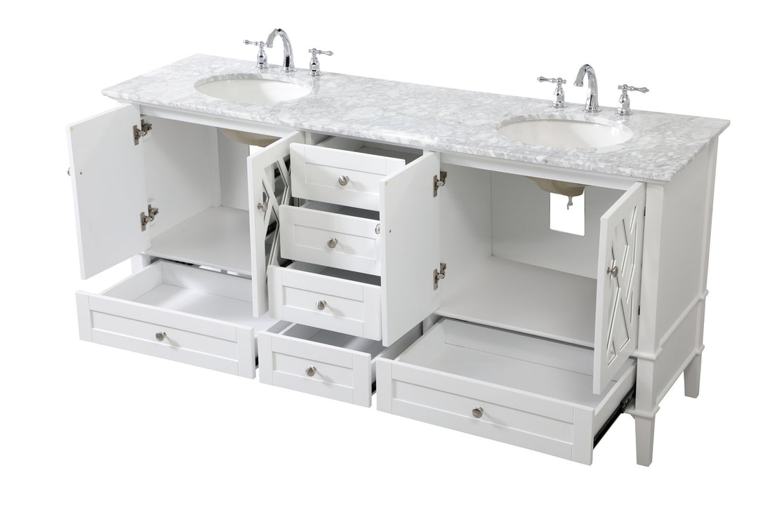 Elegant Lighting VF30272DWH Luxe Double Bathroom Vanity Set Plumbing White