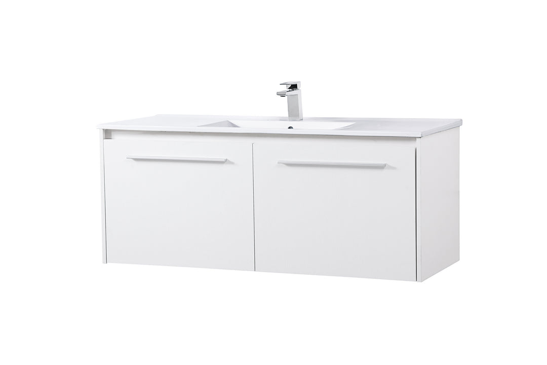 Elegant Lighting VF45048WH Tessa Single Bathroom Floating Vanity Plumbing White