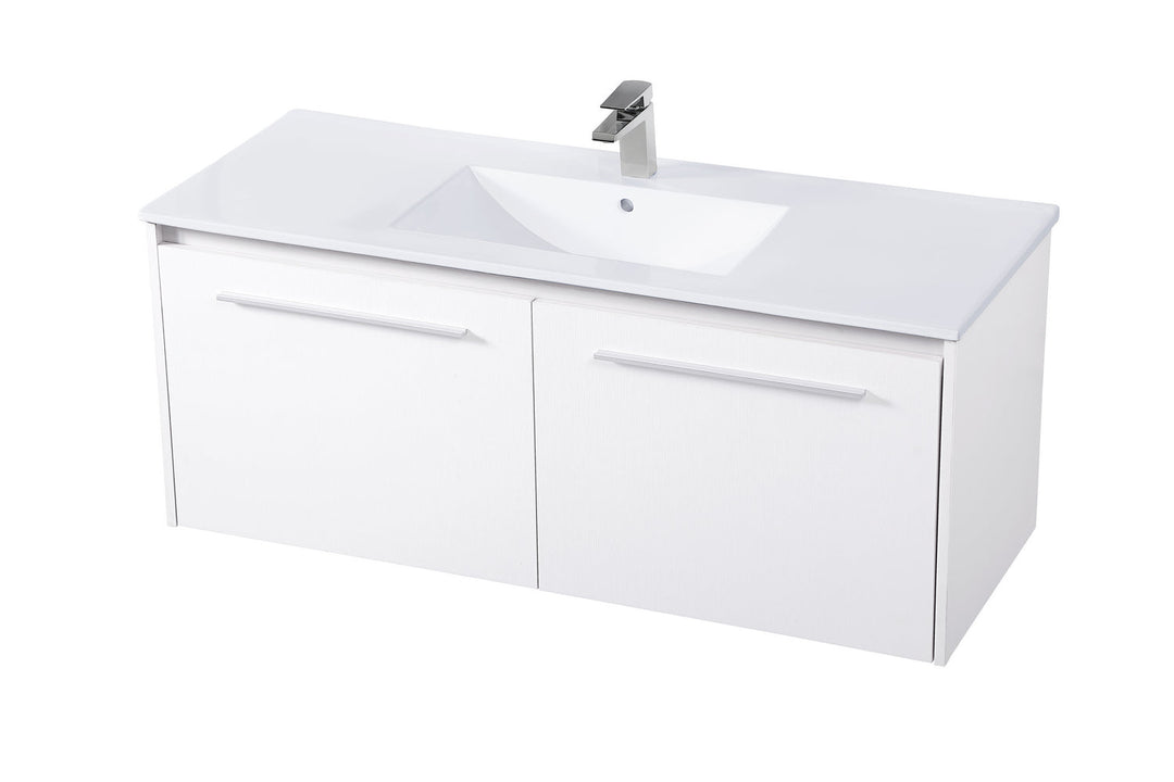 Elegant Lighting VF45048WH Tessa Single Bathroom Floating Vanity Plumbing White