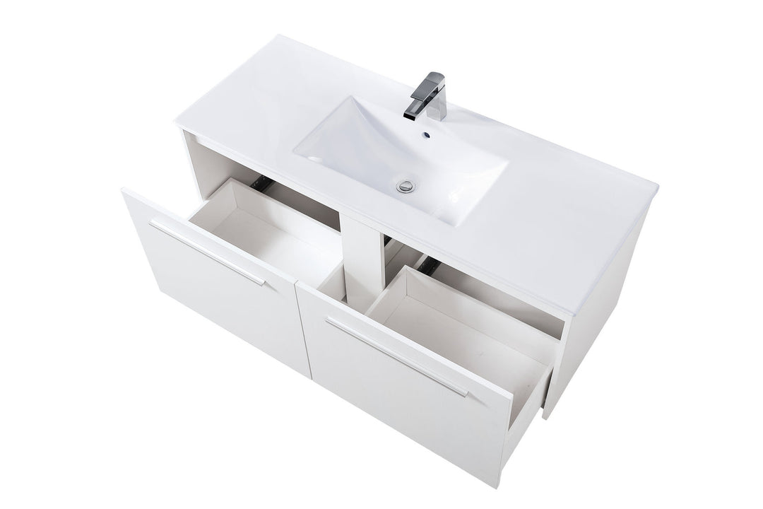 Elegant Lighting VF45048WH Tessa Single Bathroom Floating Vanity Plumbing White