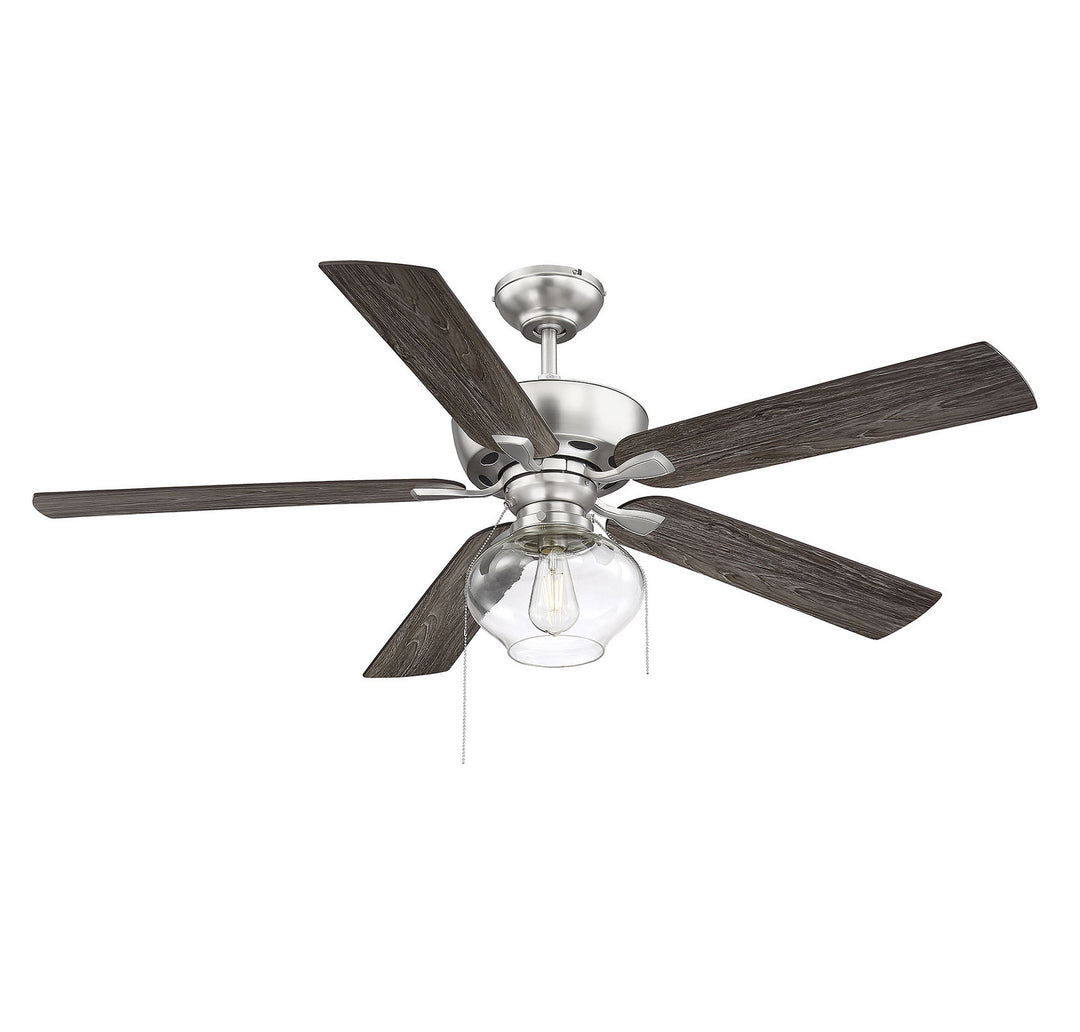 Meridian Mceil M2009BN Ceiling Fan 52 - Brushed Nickel, Chestnut/ Grey Weathered Oak/