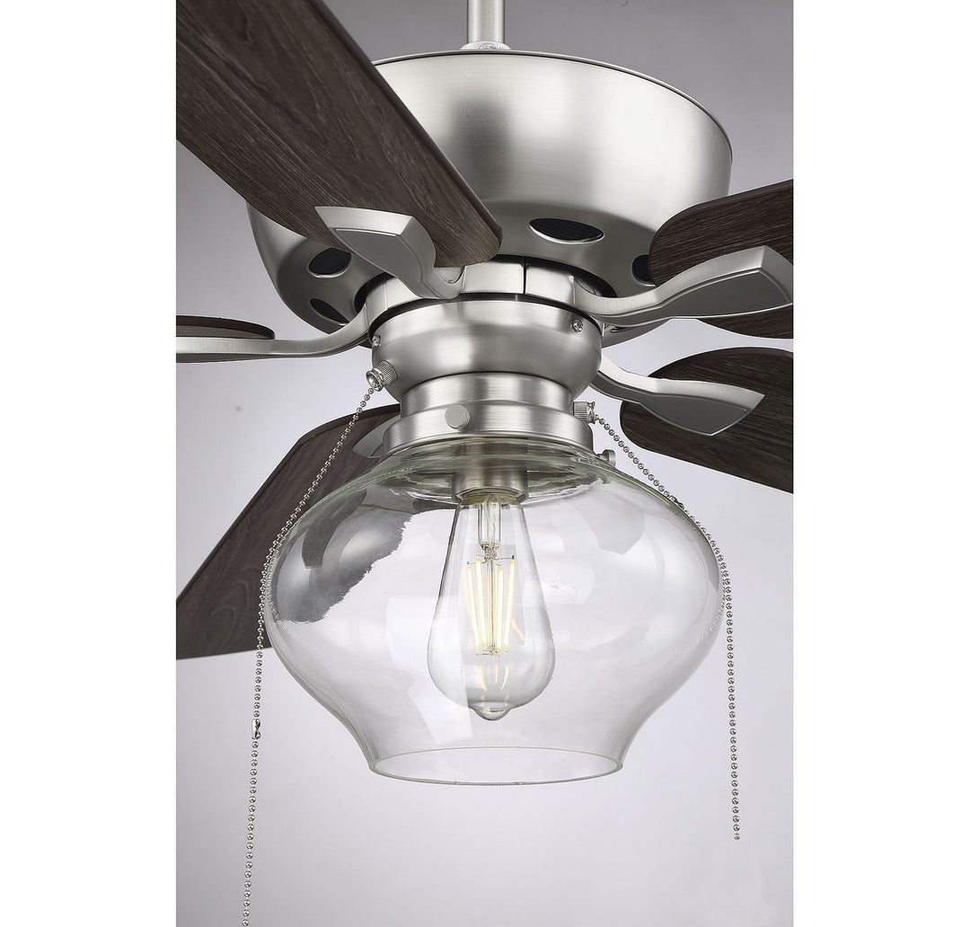 Meridian Mceil M2009BN Ceiling Fan 52 - Brushed Nickel, Chestnut/ Grey Weathered Oak/