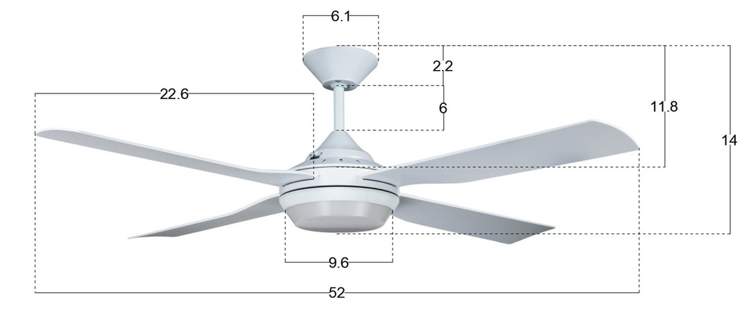 Beacon Moonah 21289501 Ceiling Fan 52 - White, White/