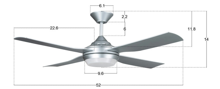 Beacon Moonah 21289601 Ceiling Fan 52 - Silver, Silver/