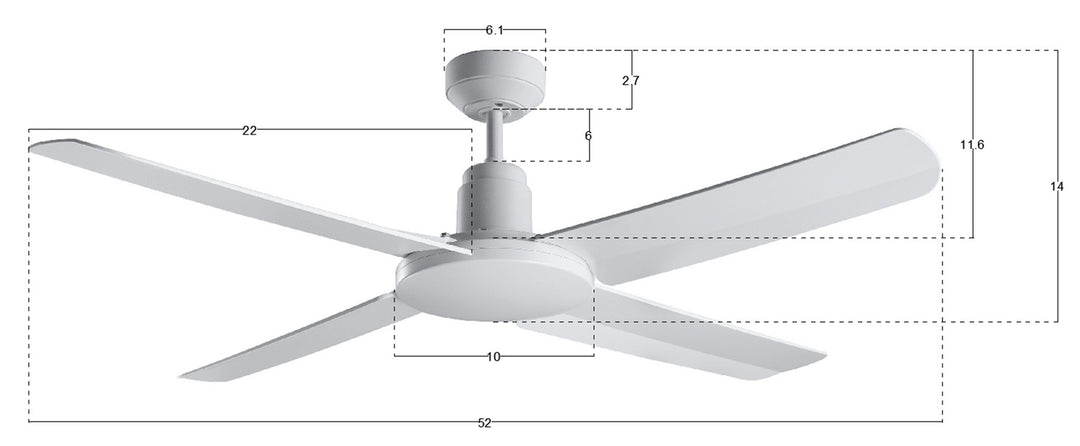 Beacon Nautilus 21302501 Ceiling Fan 52 - White, White/