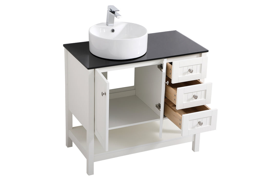 Elegant Lighting VF16236WH Ralph Vessel Sink Bathroom Vanity Plumbing White