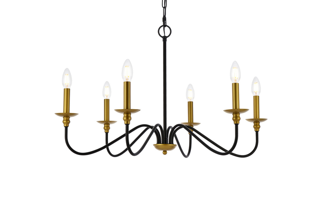 Elegant Rohan LD5056D30BRB Chandelier Light - Brass And Black