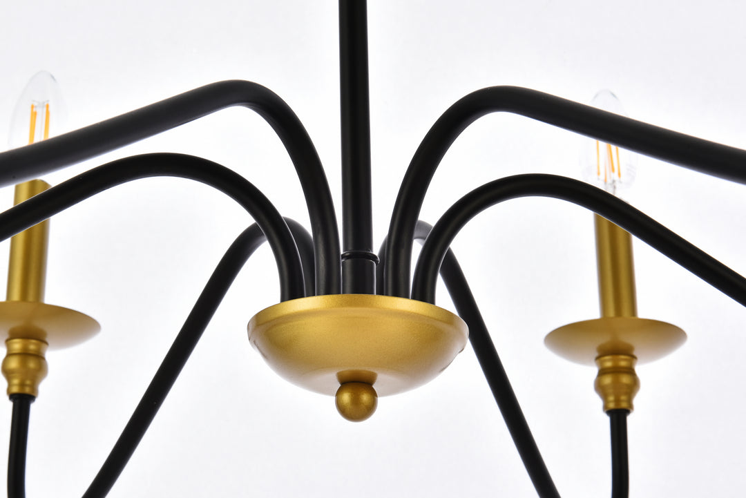 Elegant Rohan LD5056D30BRB Chandelier Light - Brass And Black