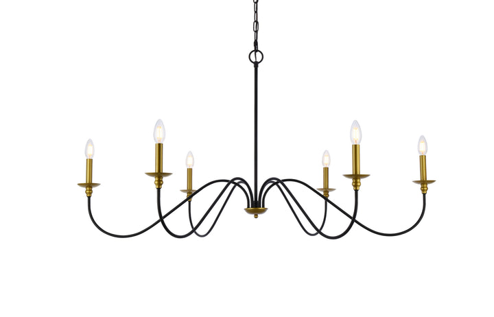 Elegant Rohan LD5056D48BRB Chandelier Light - Brass And Black