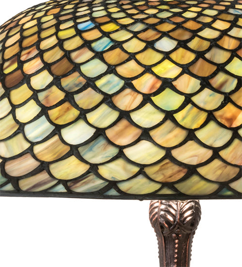 Meyda Tiffany Lighting 147470 Tiffany Fishscale Three Light Table Lamp Lamp Bronze / Dark