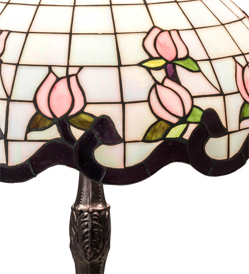 Meyda Tiffany Lighting 232791 Roseborder Three Light Table Lamp Lamp Bronze / Dark