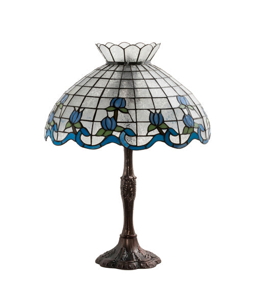 Meyda Tiffany Lighting 232793 Roseborder Three Light Table Lamp Lamp Bronze / Dark