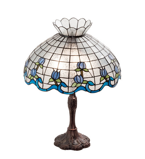 Meyda Tiffany Lighting 232793 Roseborder Three Light Table Lamp Lamp Bronze / Dark