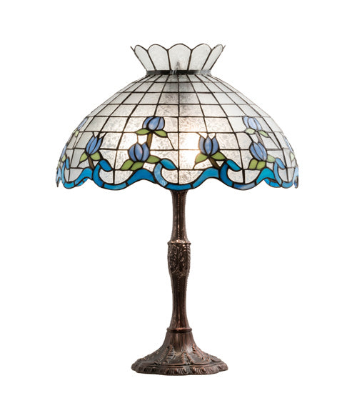 Meyda Tiffany Lighting 232793 Roseborder Three Light Table Lamp Lamp Bronze / Dark