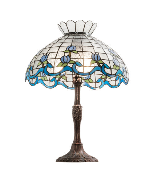 Meyda Tiffany Lighting 232793 Roseborder Three Light Table Lamp Lamp Bronze / Dark
