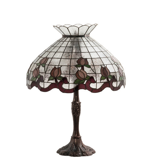 Meyda Tiffany Lighting 232794 Roseborder Three Light Table Lamp Lamp Bronze / Dark