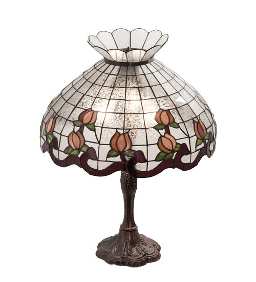 Meyda Tiffany Lighting 232794 Roseborder Three Light Table Lamp Lamp Bronze / Dark