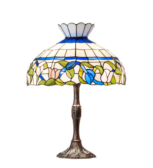 Meyda Tiffany Lighting 232796 Rose Vine Three Light Table Lamp Lamp Bronze / Dark