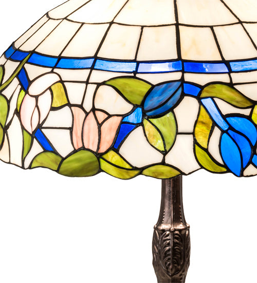 Meyda Tiffany Lighting 232796 Rose Vine Three Light Table Lamp Lamp Bronze / Dark