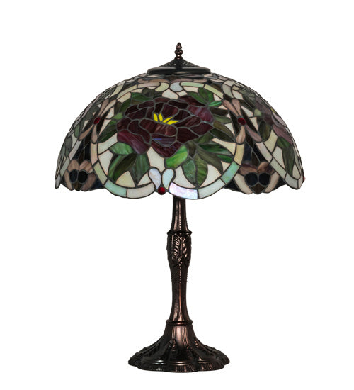 Meyda Tiffany Lighting 232798 Renaissance Rose Three Light Table Lamp Lamp Bronze / Dark