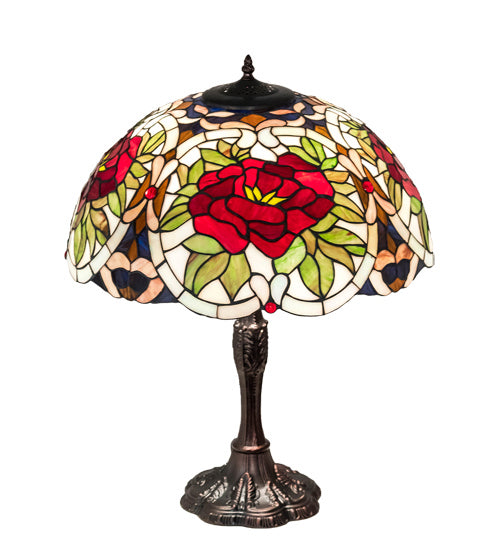 Meyda Tiffany Lighting 232798 Renaissance Rose Three Light Table Lamp Lamp Bronze / Dark