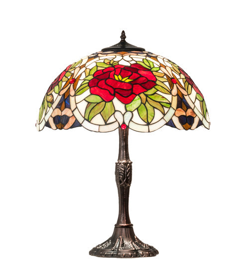 Meyda Tiffany Lighting 232798 Renaissance Rose Three Light Table Lamp Lamp Bronze / Dark