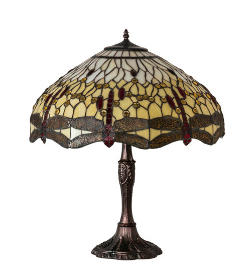 Meyda Tiffany Lighting 232803 Tiffany Hanginghead Dragonfly Three Light Table Lamp Lamp Bronze / Dark