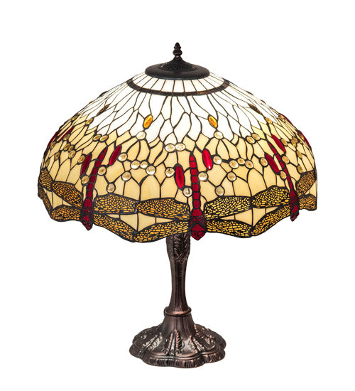 Meyda Tiffany Lighting 232803 Tiffany Hanginghead Dragonfly Three Light Table Lamp Lamp Bronze / Dark