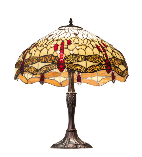 Meyda Tiffany Lighting 232803 Tiffany Hanginghead Dragonfly Three Light Table Lamp Lamp Bronze / Dark