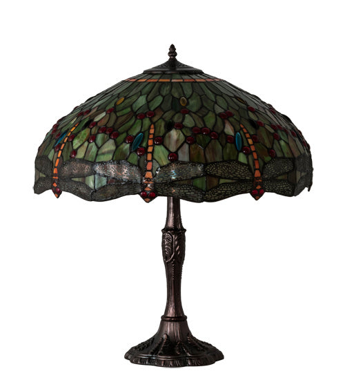 Meyda Tiffany Lighting 232805 Tiffany Hanginghead Dragonfly Three Light Table Lamp Lamp Bronze / Dark