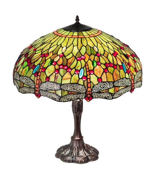 Meyda Tiffany Lighting 232805 Tiffany Hanginghead Dragonfly Three Light Table Lamp Lamp Bronze / Dark