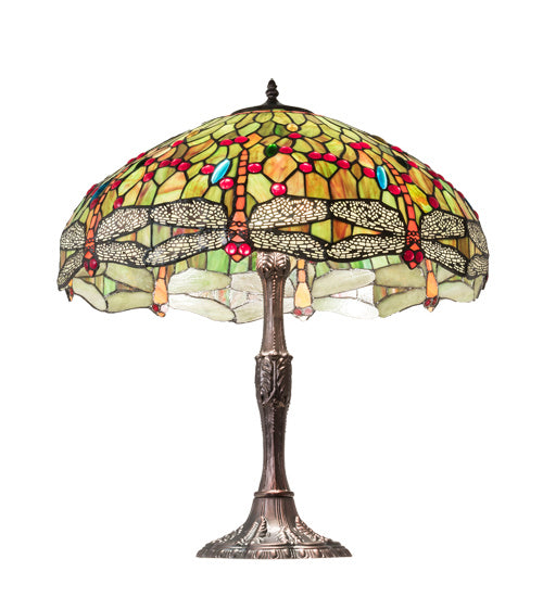 Meyda Tiffany Lighting 232805 Tiffany Hanginghead Dragonfly Three Light Table Lamp Lamp Bronze / Dark