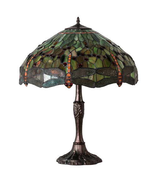 Meyda Tiffany Lighting 47960 Tiffany Hanginghead Dragonfly Three Light Table Lamp Lamp Bronze / Dark