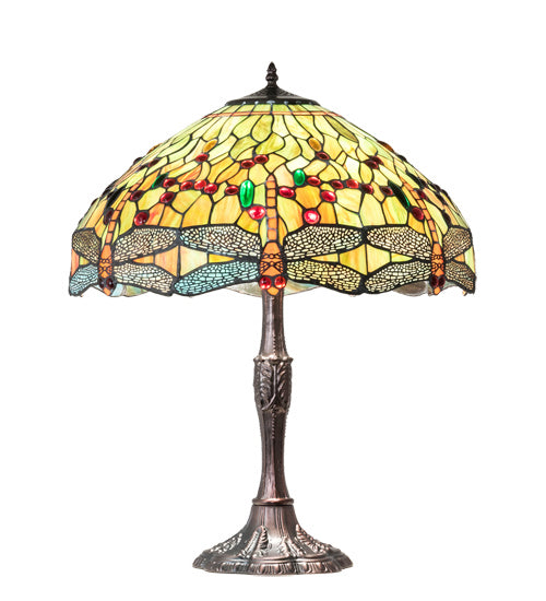 Meyda Tiffany Lighting 47960 Tiffany Hanginghead Dragonfly Three Light Table Lamp Lamp Bronze / Dark