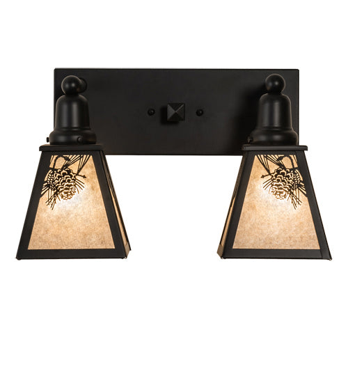 Meyda Tiffany Winter Pine 232545 Bath Vanity Light 17 in. wide - Wrought Iron