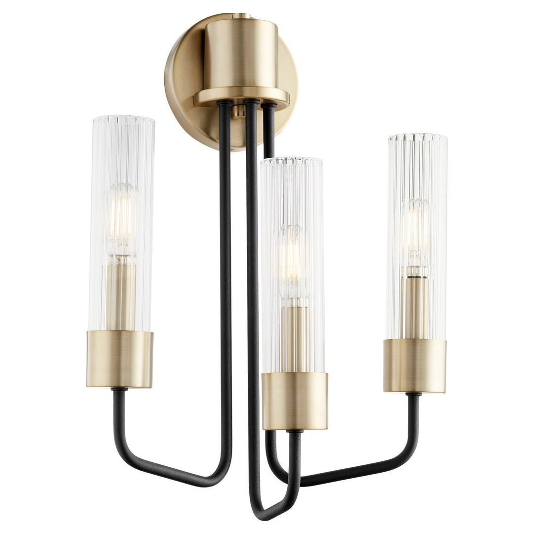 Quorum Helix 595-3-6980 Wall Sconce Light - Textured Black W/ Aged Brass