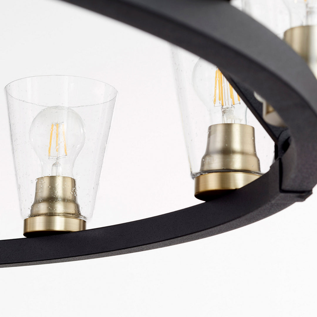 Quorum Paxton 63-12-6980 Chandelier Light - Textured Black W/ Aged Brass