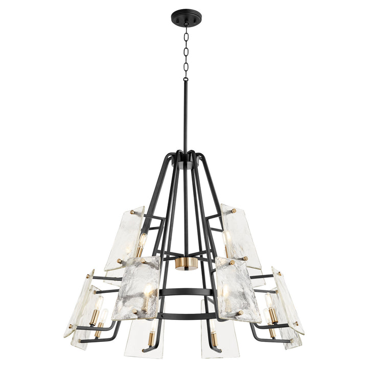 Quorum Tioga 637-12-69 Chandelier Light - Textured Black W/ Aged Brass