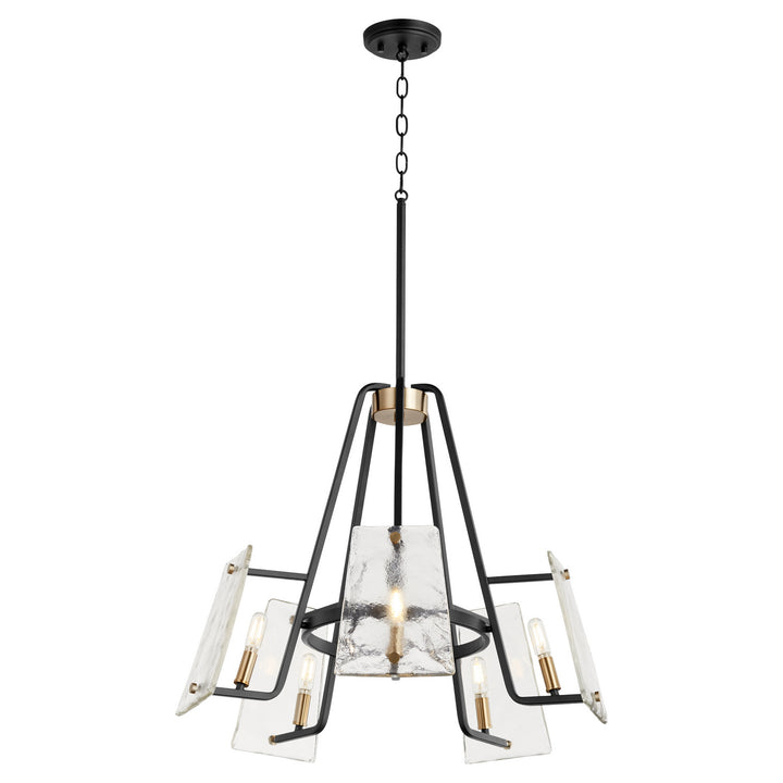 Quorum Tioga 637-5-69 Chandelier Light - Textured Black W/ Aged Brass