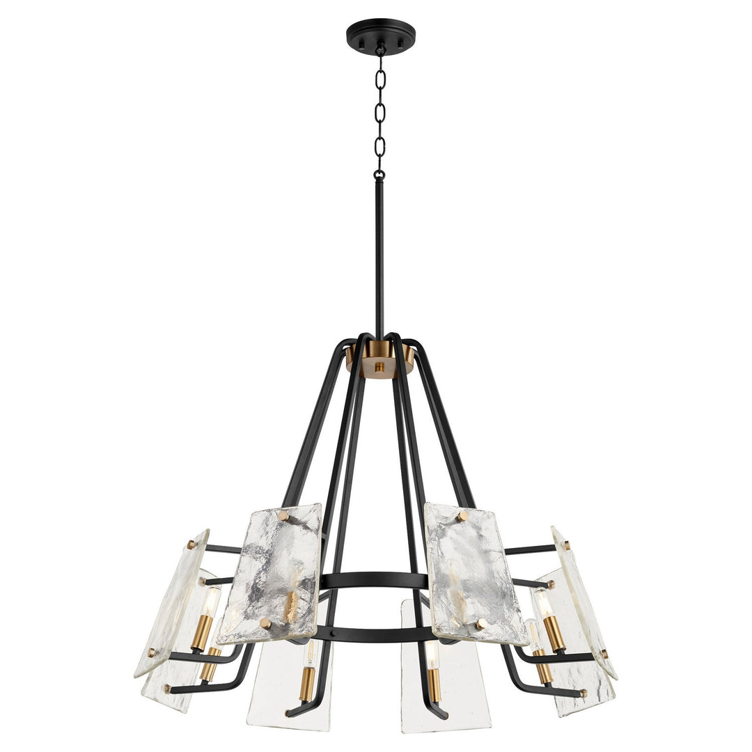 Quorum Tioga 637-8-69 Chandelier Light - Textured Black W/ Aged Brass