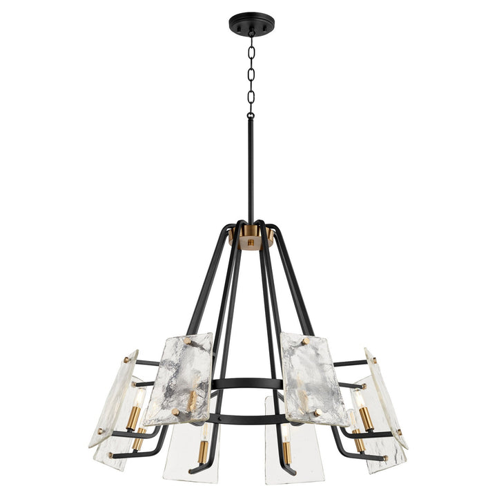 Quorum Tioga 637-8-69 Chandelier Light - Textured Black W/ Aged Brass