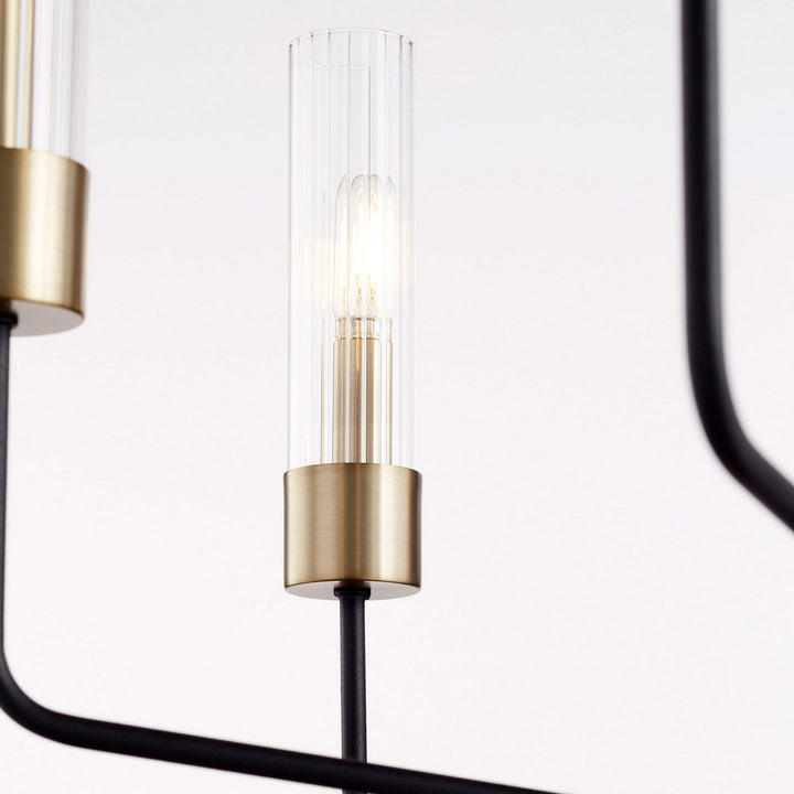 Quorum Helix 695-6-6980 Chandelier Light - Textured Black W/ Aged Brass