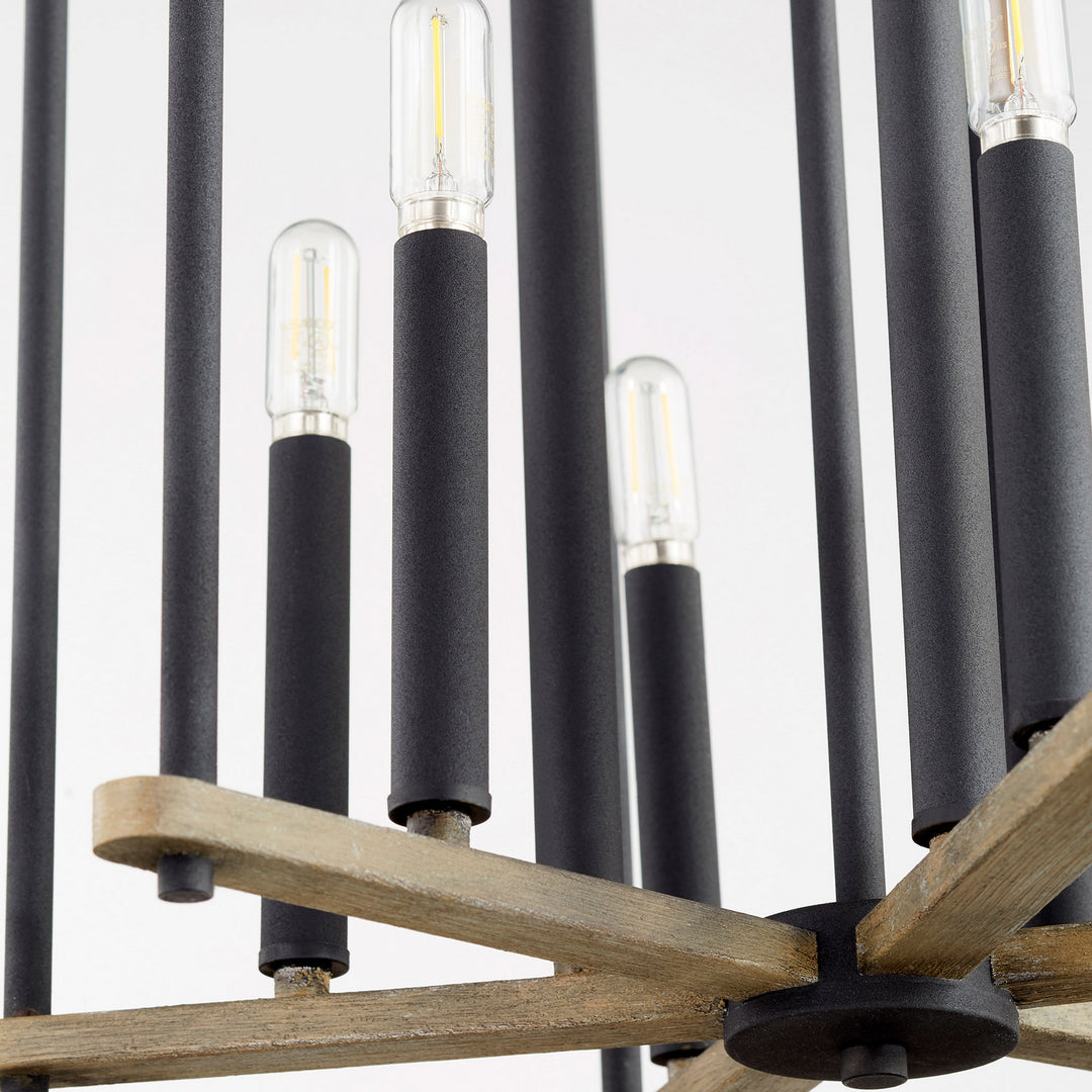 Quorum Silva 8134-9-69 Pendant Light - Textured Black W/ Weathered Oak Finish
