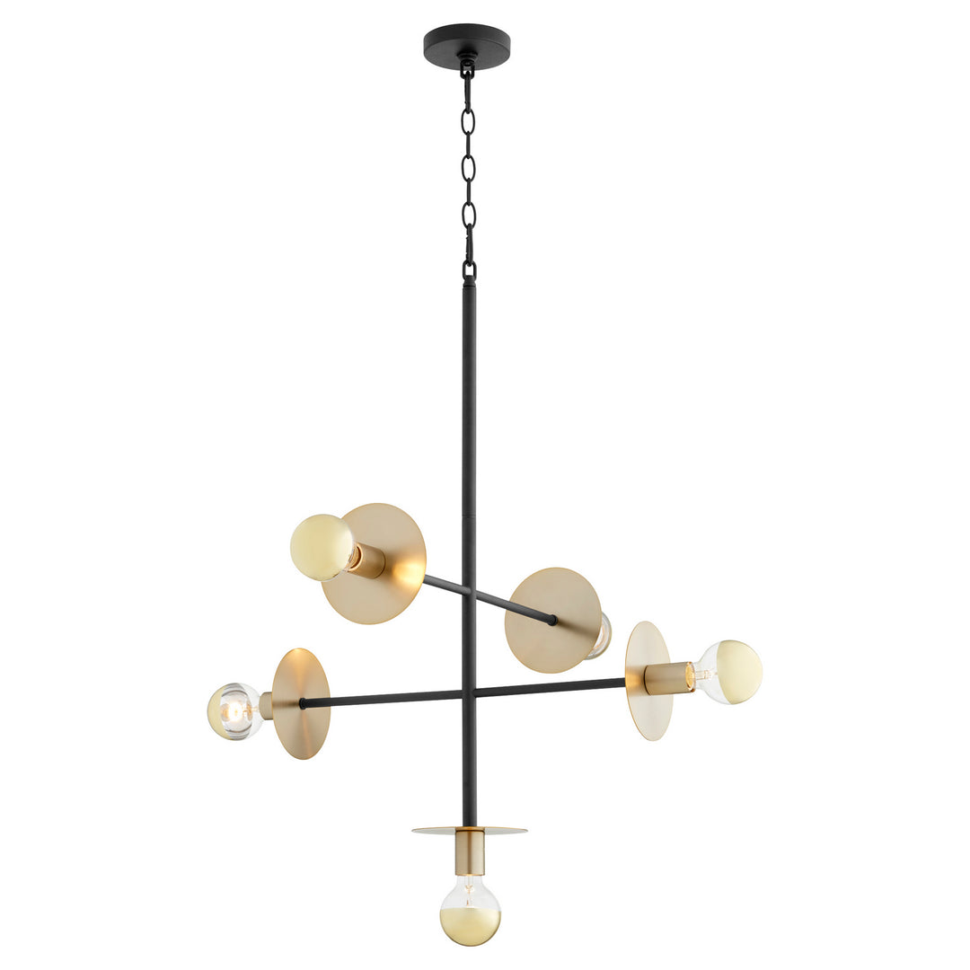 Quorum Voyager 843-5-6980 Chandelier Light - Noir W/ Aged Brass