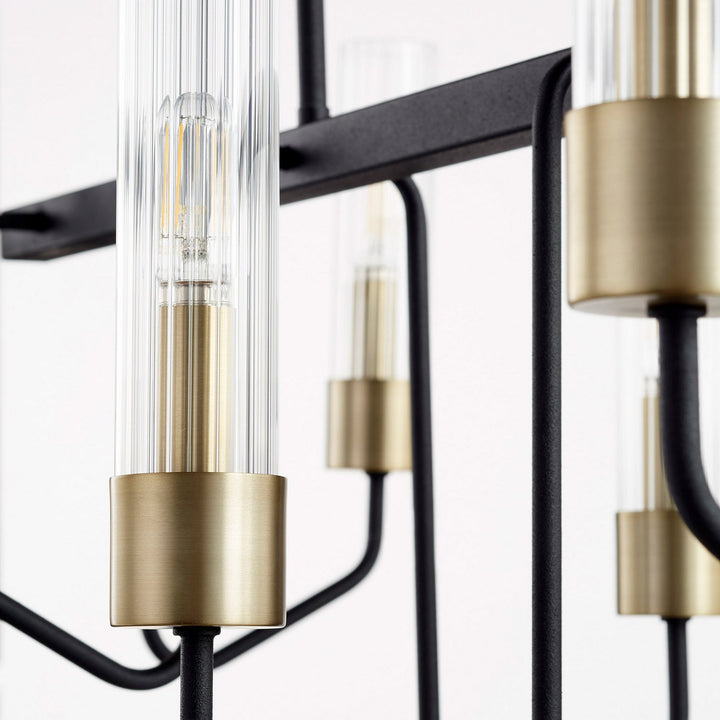 Quorum Helix 895-8-6980 Pendant Light - Textured Black W/ Aged Brass,  Matte Black/Matte Black/