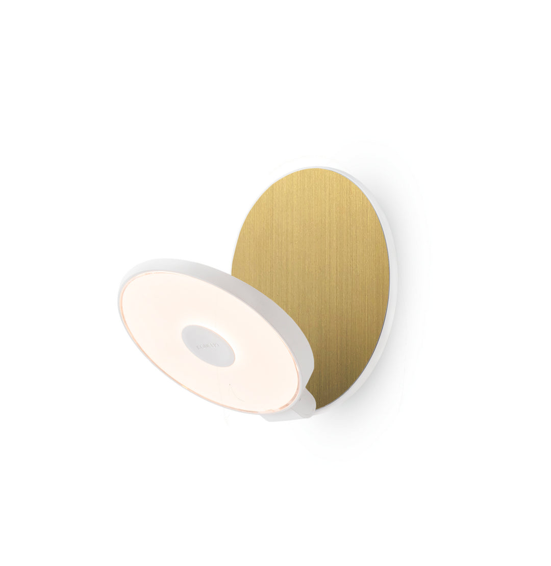 Koncept Gravy GRW-S-MWT-BRS-PI Wall Sconce Light - Matte White Body, Brushed Brass
