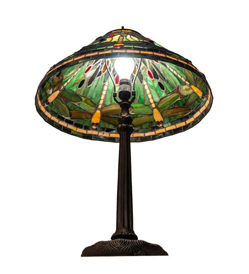 Meyda Tiffany Lighting 52441 Tiffany Dragonfly One Light Table Lamp Lamp Bronze / Dark