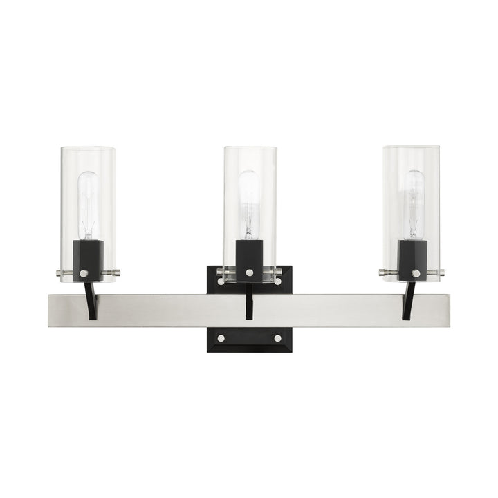 Livex Beckett 17823-91 Bath Vanity Light 24 in. wide - Brushed Nickel & Black